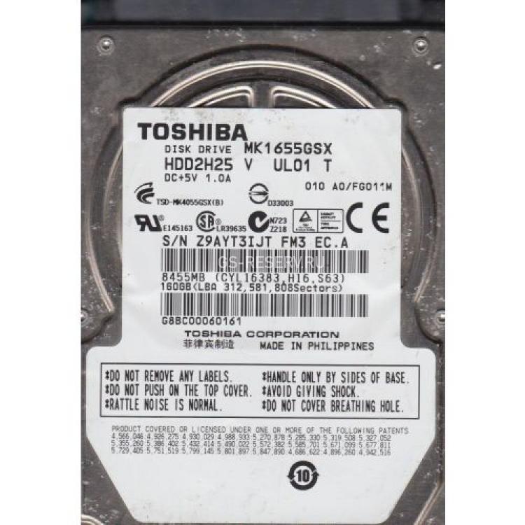 Жесткий Диск Toshiba 160Gb (U300/5400/8Mb) SATAII 2,5"(MK1655GSX)