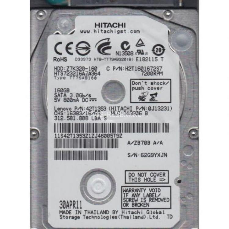 Жесткий Диск Hitachi Travelstar Z7K320 160Gb (U300/7200/16Mb) SATAII 2,5"(HTS723216A7A364)