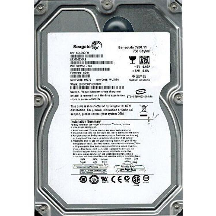 Жесткий Диск Seagate Barracuda 7200.11 750Gb (U300/7200/32Mb) NCQ SATAII(ST3750330AS)