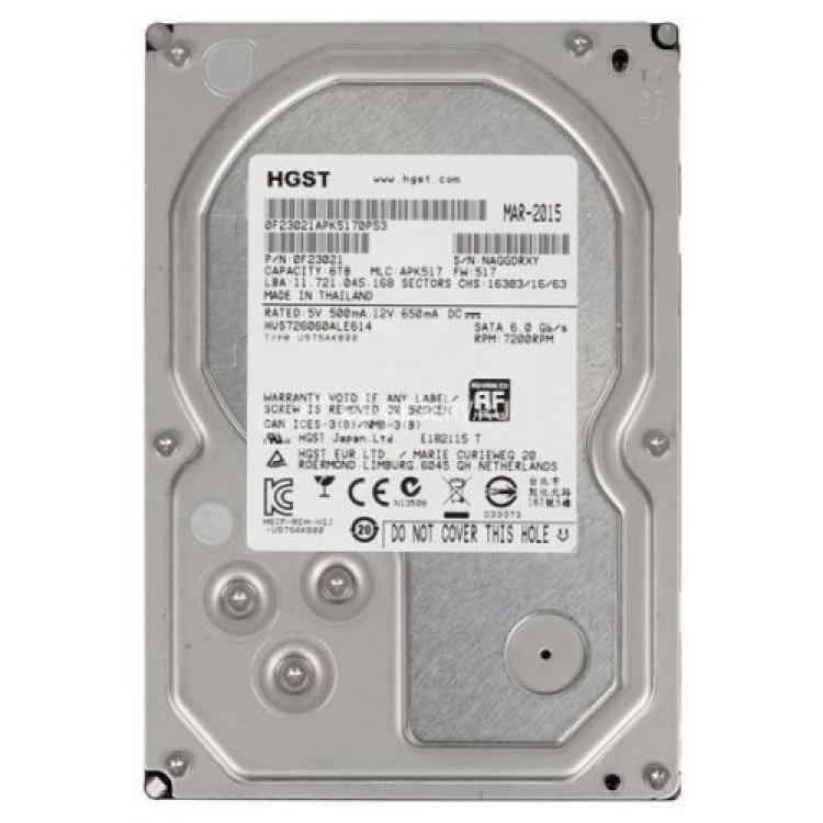 Жесткий Диск HGST Ultrastar 7K6000 6Tb (U600/7200/128Mb) AF Secure Erase 512e 6G SATAIII 3,5"(0F23021)
