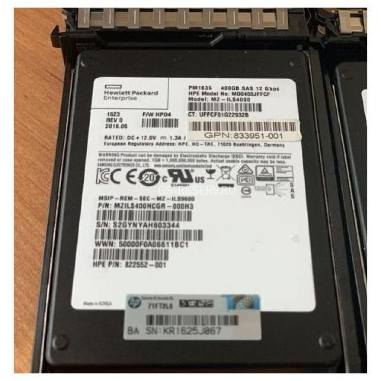 Твердотелый Накопитель SSD SAS HP MO0400JFFCF (Samsung) 400Gb 1200 MLC 12G SAS 2,5" For P2000 G3 MSA2052 MSA2050 MSA2042 MSA2040 MSA2000 MSA1050 MSA1040 D2700 Proliant Gen5 Gen6 Gen7 Gen8 Gen9 Gen10 D6020 Apollo Gen10(779166-B21)