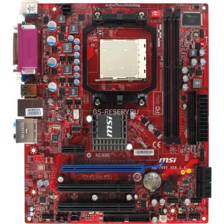 Материнская Плата Micro-Star GF7025 SocketAM3 2DualDDRIII 4SATAII U133 PCI-E16x PCI-E1x 2PCI SVGA LAN AC97-8ch mATX(MS-7597 GF615M-P33)