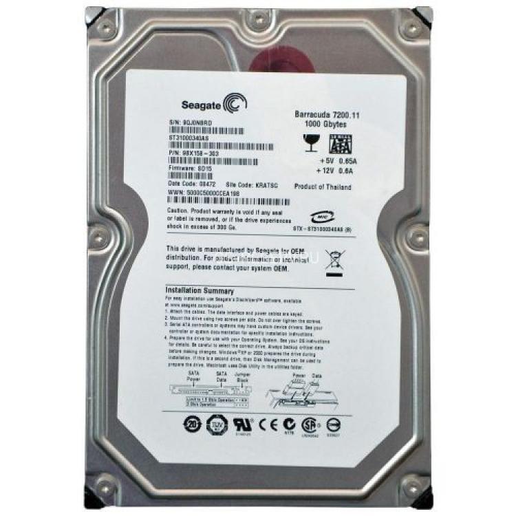 Жесткий Диск Seagate Barracuda 7200.11 1Tb (U300/7200/32Mb) NCQ SATAII(ST31000340AS)