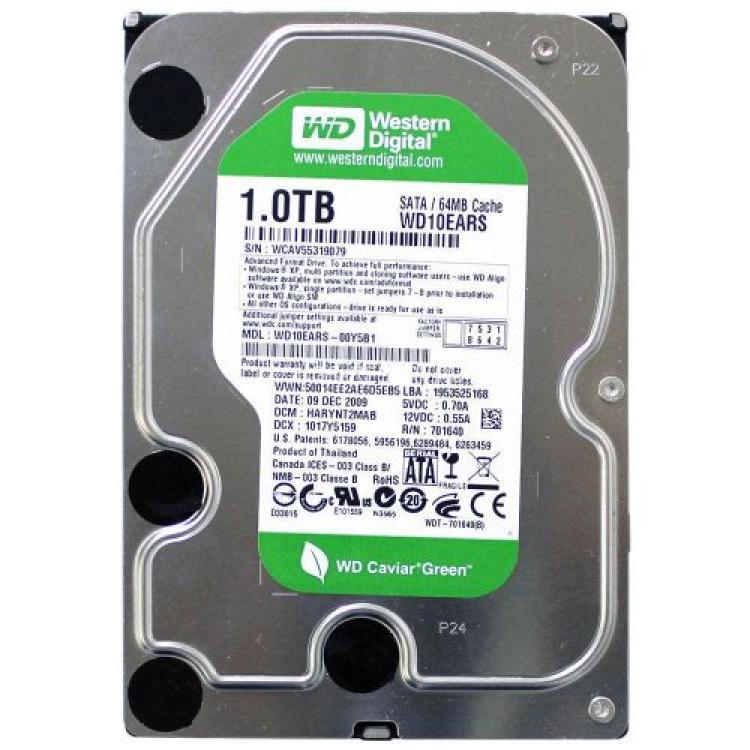 Жесткий Диск Western Digital Caviar Green 1Tb (U300/IntelliPower/64Mb) SATAII(WD10EARS-00Y5B0)