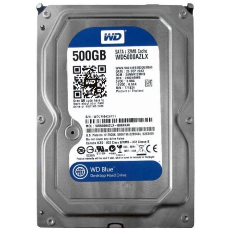 Жесткий Диск Western Digital Blue 500Gb (U600/7200/32Mb) 6G SATAIII(WD5000AZLX-00CL5A0)