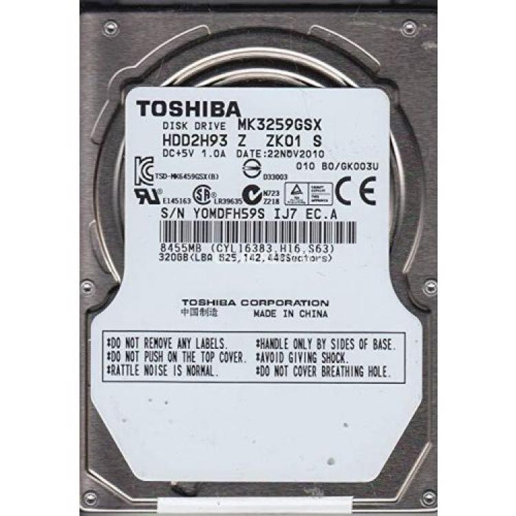 Жесткий Диск Toshiba 320Gb (U300/5400/8Mb) SATAII 2,5"(MK3259GSX)