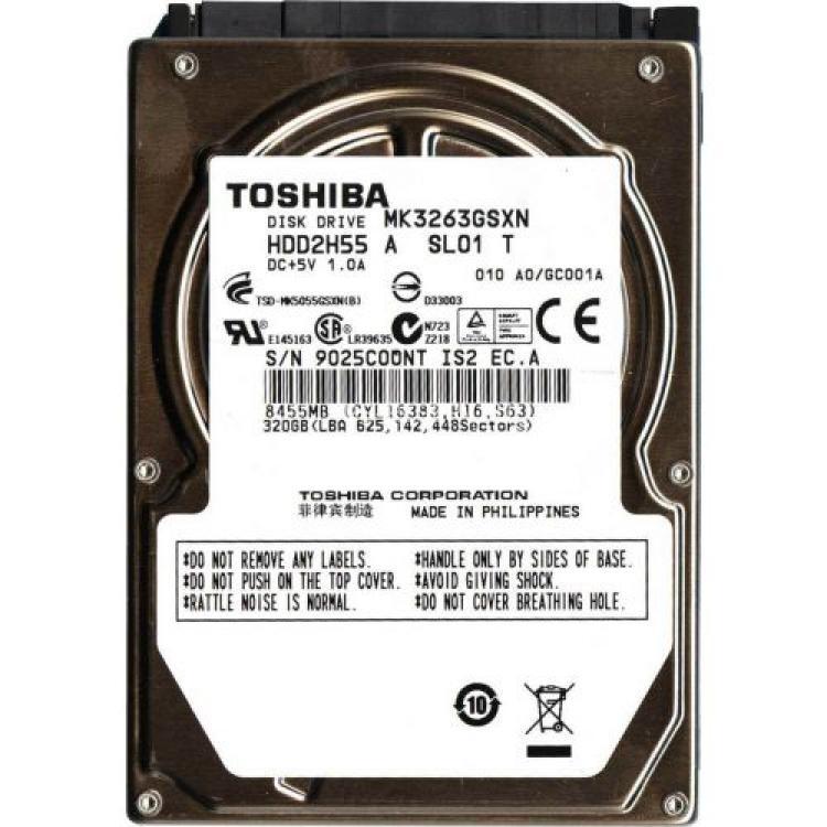 Жесткий Диск Toshiba 320Gb (U300/5400/8Mb) SATAII 2,5"(MK3263GSXN)