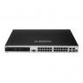Коммутатор D-Link Ethernet 24port-10/100/1000Mbps 2slot-10Gbps 4xSFP 24xRJ45 L2TP RS232 Smart 3-го уровня 19" 1U(DGS-3627)