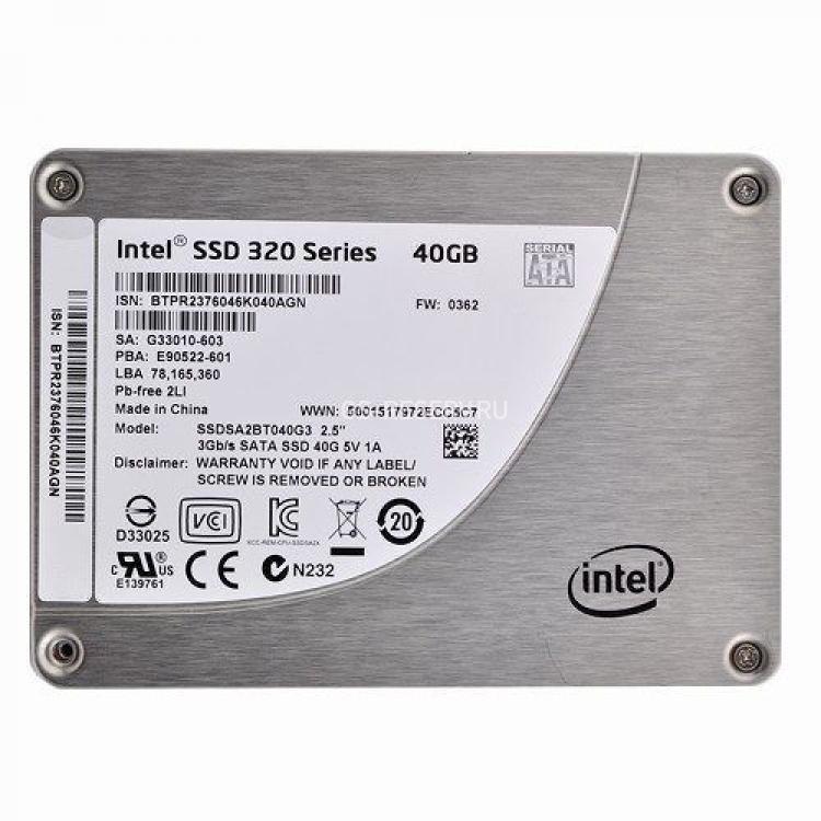 Твердотелый Накопитель SSD Intel SSD 320 Series 40Gb 270Мб/сек MLC 3G SATAII 2,5" 7mm(SSDSA2BT040G3B5)