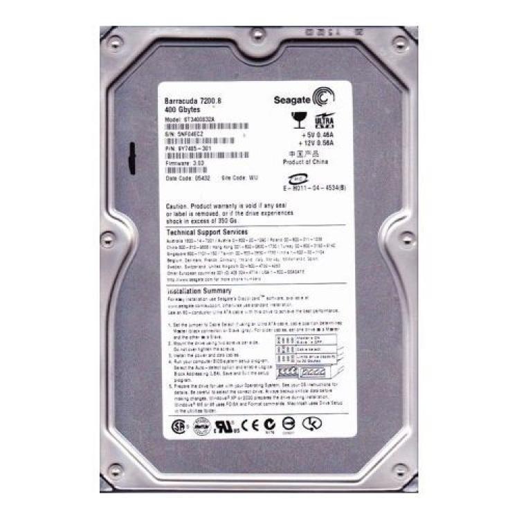 Жесткий Диск Seagate Barracuda 7200.8 400Gb (U100/7200/8Mb) IDE(9Y7485)