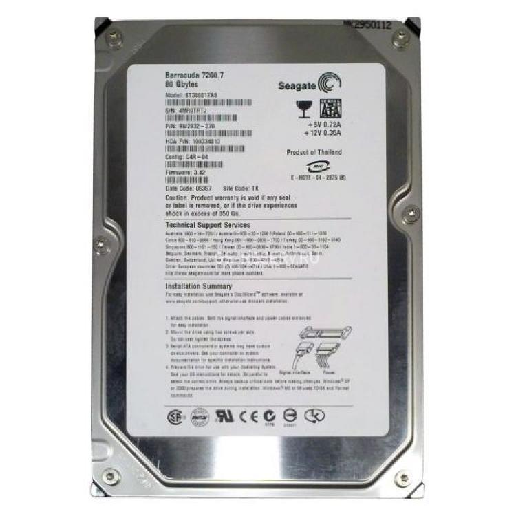 Жесткий Диск Seagate Barracuda 7200.7 80Gb (U150/7200/8Mb) SATA(ST380013AS)