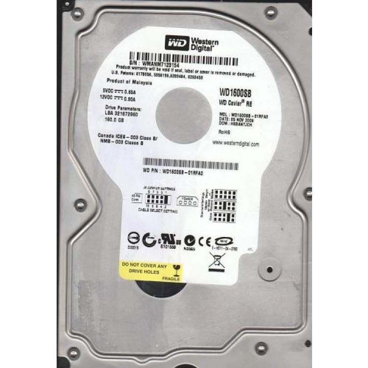 Жесткий Диск Western Digital Caviar 7200 RE 160Gb (U100/7200/8Mb) IDE(WD1600SB)