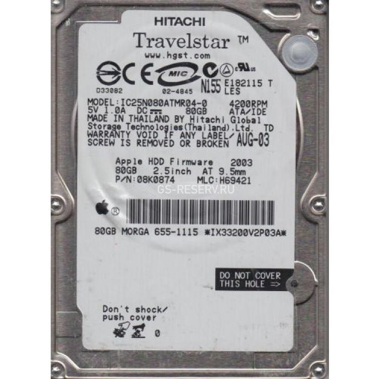 Жесткий Диск Hitachi Travelstar 80Gb (U100/4200/8Mb) IDE 2,5"(92P6594)