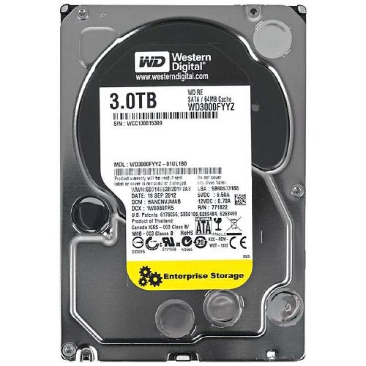 Жесткий Диск Western Digital RE 3Tb (U600/7200/64Mb) NCQ TLER 6G RAFF SATAIII(WD3000FYYZ-01UL1B1)