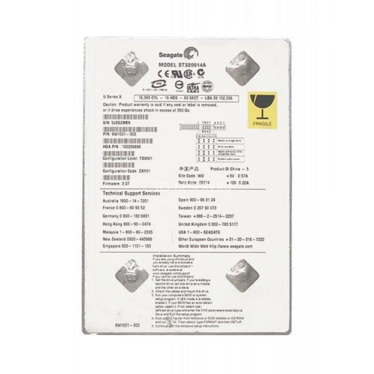 Жесткий Диск Seagate UX 20Gb (U100/5400/2Mb) IDE(9W1021)