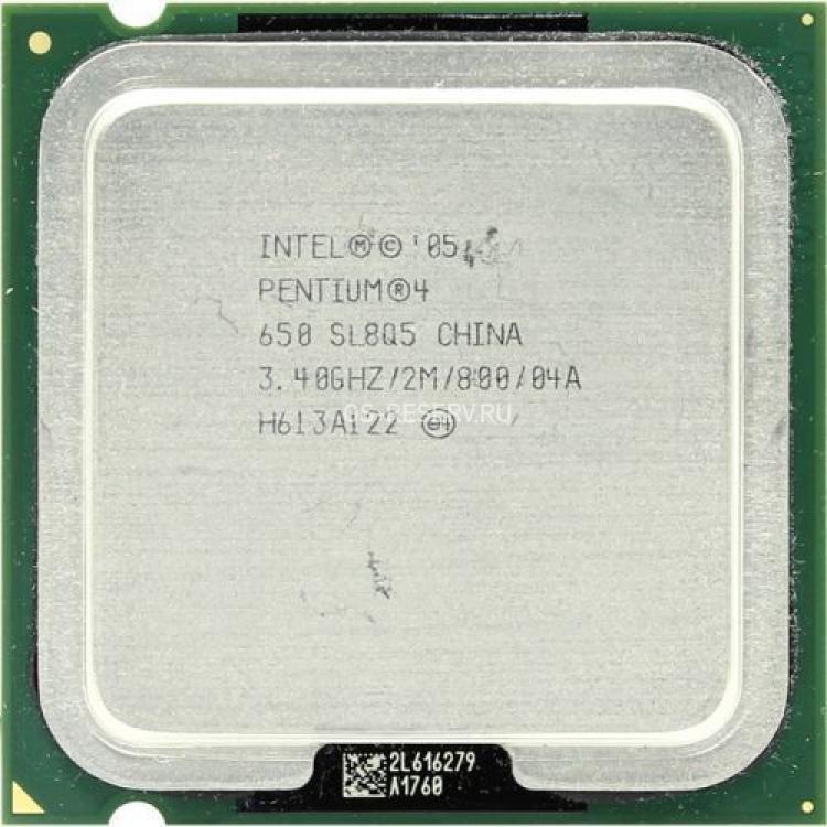 Процессор Intel Pentium 650 3400Mhz (800/L2-2Mb) HT 84Wt LGA775 Prescott2M(SL8Q5)