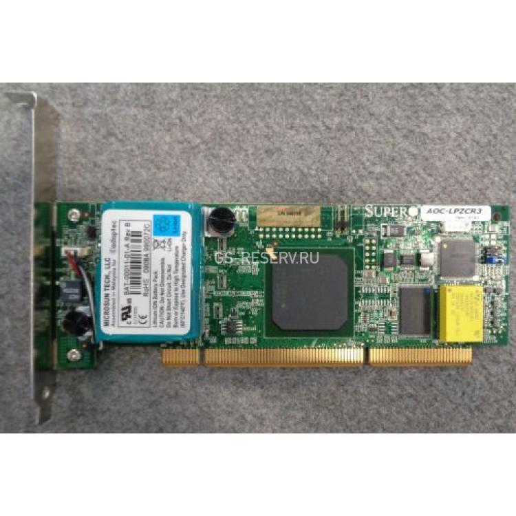 Контроллер RAID SAS SATA SCSI SuperMicro (Adaptec) i80321 256Mb BBU 0-Channel RAID 50 SATA/SAS/SCSI LP PCI-X(AOC-LPZCR3)