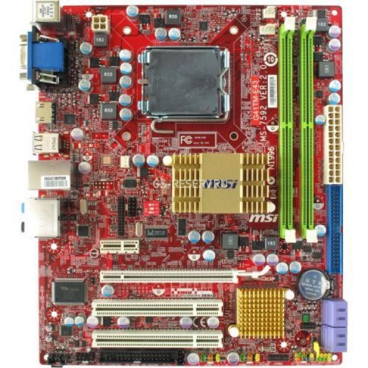Материнская Плата Micro-Star iG41 S775 HT 2DualDDRII-800 4SATAII U100 PCI-E16x PCI-E1x 2PCI SVGA DVI HDMI LAN1000 AC97-8ch mATX(G41TM-E43)