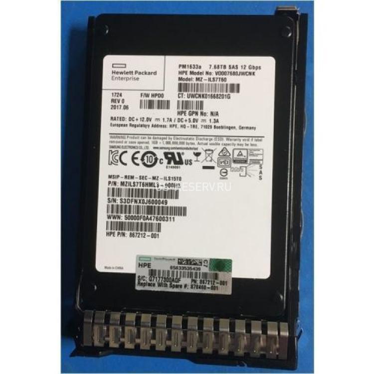 Твердотелый Накопитель SSD SAS HP (Samsung) PM1633A 7.68Tb U1200 MLC 12G SAS 2,5" For Proliant Gen8 Gen9 Gen10 Apollo Gen10(870461-001)