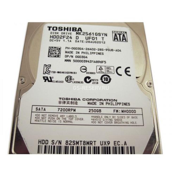 Жесткий Диск Toshiba 250Gb (U300/7200/16Mb) SATAII 2,5"(GD3G4)
