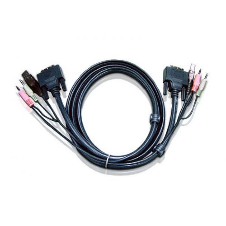 KVM Кабель ATEN USB(A Male)+DVI-D(Male)2хАудио(Male) To USB(B Male)+DVI-D(Male)+2хАудио(Male) 5m(2L-7D05UD)