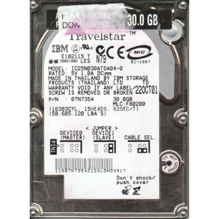 Жесткий Диск IBM Travelstar 30Gb (U100/4200/2Mb) IDE 2,5"(02E283)