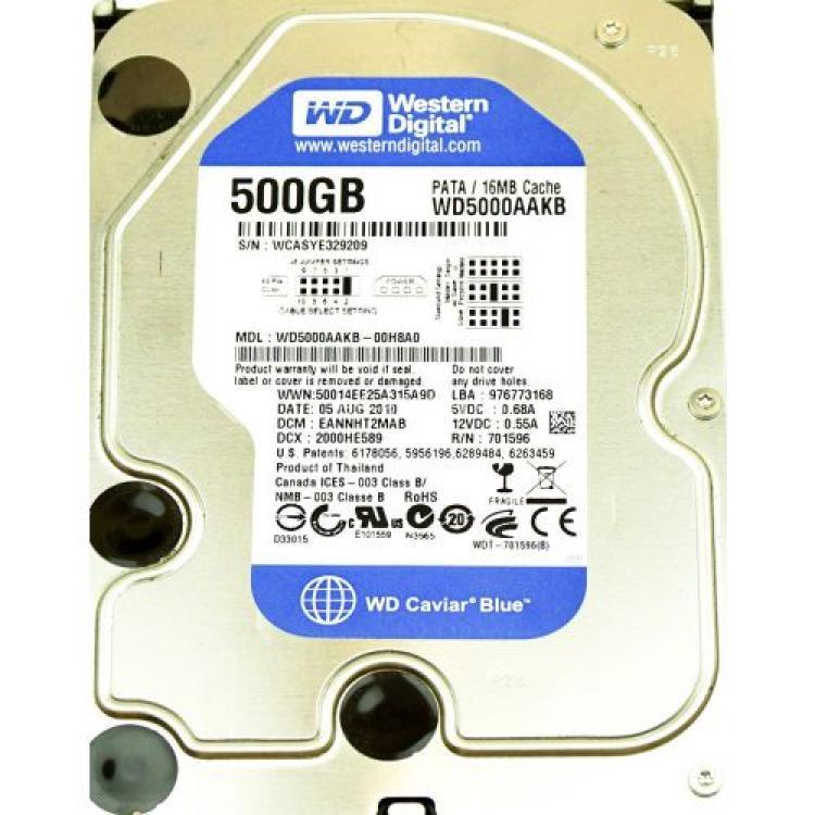 Жесткий Диск Western Digital Caviar Blue 500Gb (U100/7200/16Mb) IDE(WD5000AAKB)