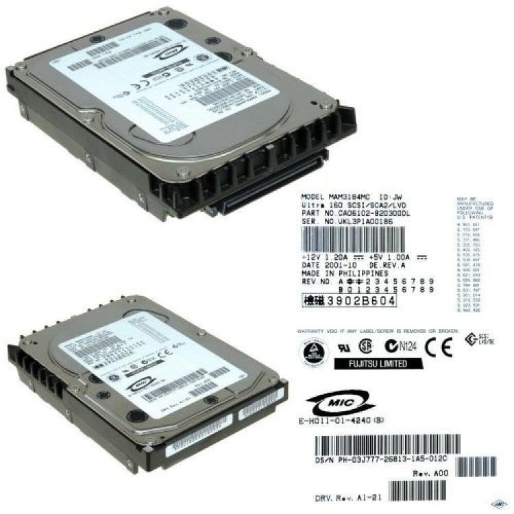 Жесткий Диск Fujitsu 18,2Gb (U160/15000/8Mb) 80pin U160SCSI(CA06102-B200)