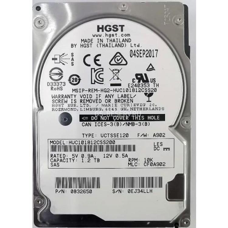 Жесткий Диск HGST (Hitachi) Ultrastar C10K1800 1.2Tb (U1200/10520/128Mb) Instant Secure Erase 512n 12G SAS 2,5"(0B28807)