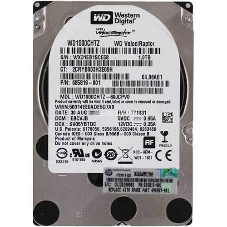 Жесткий Диск HP (Western Digital) VelociRaptor WD1000CHTZ-60JCPV0 1Tb (U600/10000/64Mb) RAFF 6G SATAIII 2,5" For Workstations Z220 CMT Z220 SFF Z230 SFF Z230 Tower Z420 Z620 Z820(685819-001)