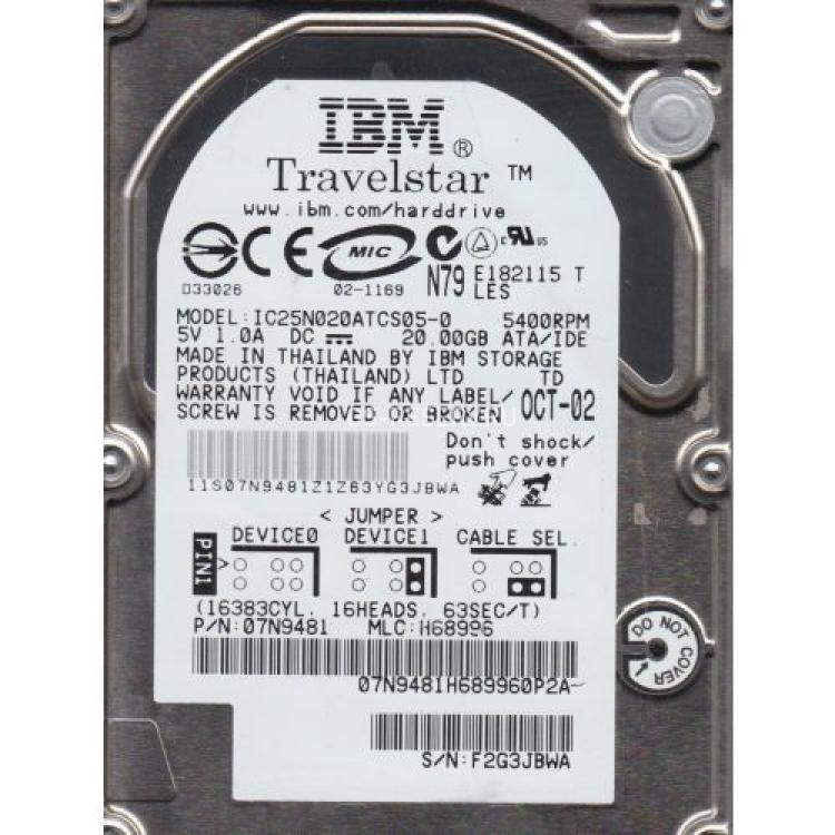 Жесткий Диск Hitachi Travelstar 40GNX 20Gb (U100/4200/8Mb) IDE 2,5"(9T895)