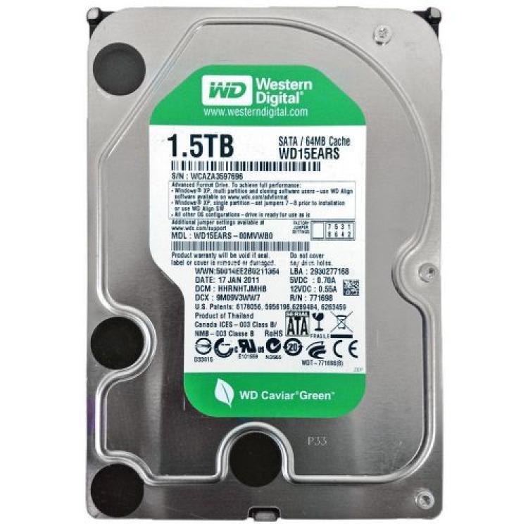 Жесткий Диск Western Digital Caviar Green 1,5Tb (U300/IntelliPower/64Mb) SATAII(WD15EARS-00Z5B1)