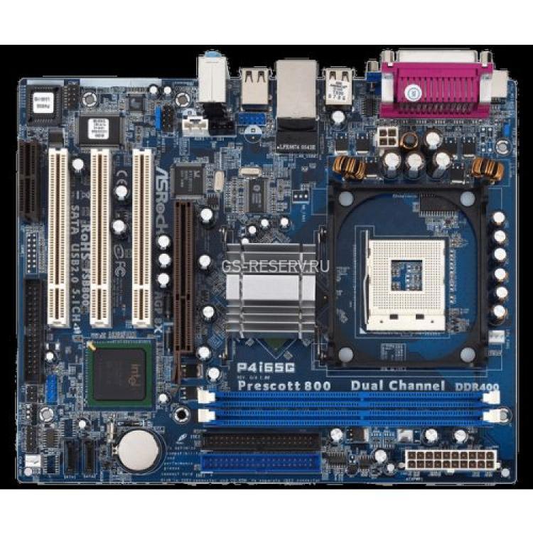 Материнская Плата ASRock i865G Socket 478 HT 2DualDDR400 2SATA U100 AGP8x 3PCI SVGA AC97-6ch LAN mATX(P4I65G)