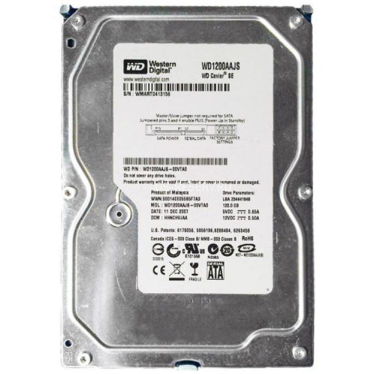 Жесткий Диск Western Digital Caviar Blue 120Gb (U300/7200/8Mb) SATAII(WD1200AAJS-00VTA0)