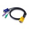 KVM Кабель ATEN HDI5 Монитор+Клавиатура+Мышь PS/2 DB15+2x6MINI-DIN Male-Male 3m(2L-5203P)