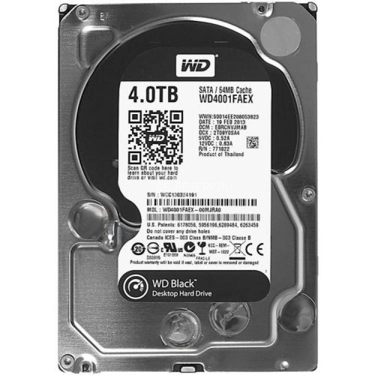 Жесткий Диск Western Digital Black 4Tb (U600/7200/64Mb) 6G SATAIII(WD4001FAEX-00MJRA0)