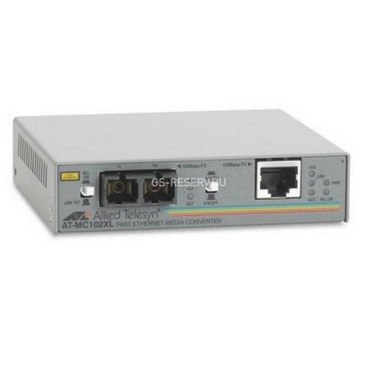 Медиаконвертор Allied Telesis From 100BaseTX (RJ45) To 100BaseFX (SC) 1xRJ45 1xSC Multimode(AT-MC102XL-60)