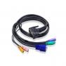 KVM Кабель ATEN DB25M-PS/2(Male)+HDB15(Female)+2хАудио(Male) DB25 To Монитор+Клавиатура+Мышь+Аудио PS/2 DB15+2x6MINI-DIN Male-Male Audio 1,1m(2L-1701S)