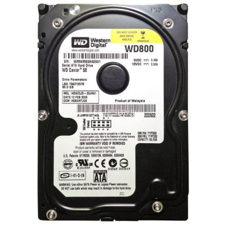 Жесткий Диск Western Digital Caviar SE 80Gb (U150/7200/8Mb) SATA(WD800JD-60LSA5)
