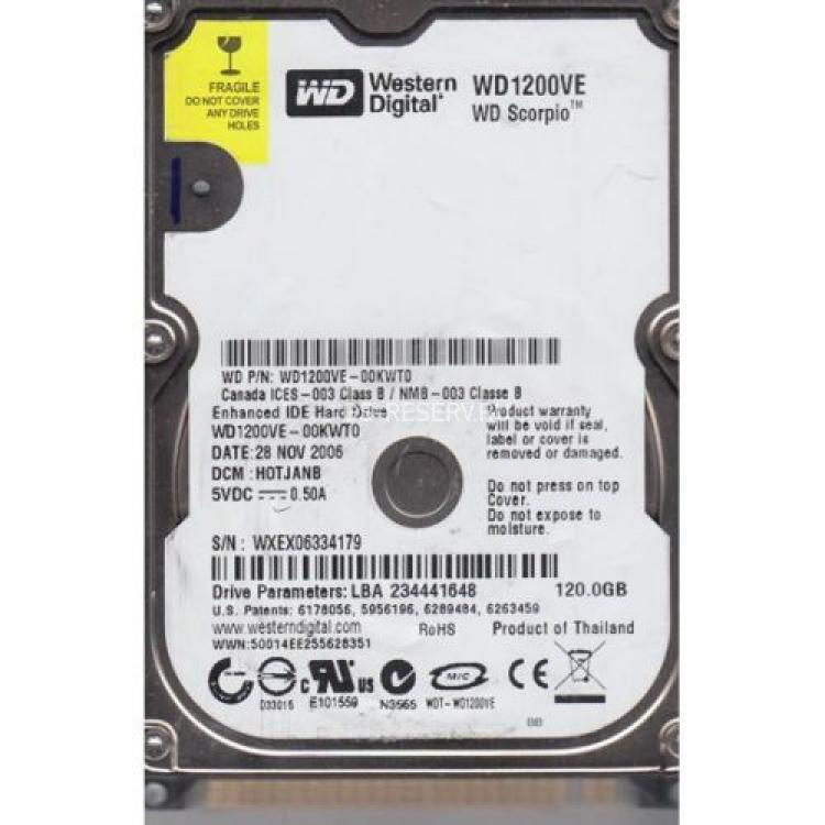 Жесткий Диск Western Digital Scorpio 120Gb (U100/5400/8Mb) IDE 2,5"(WD1200VE-00KWT0)