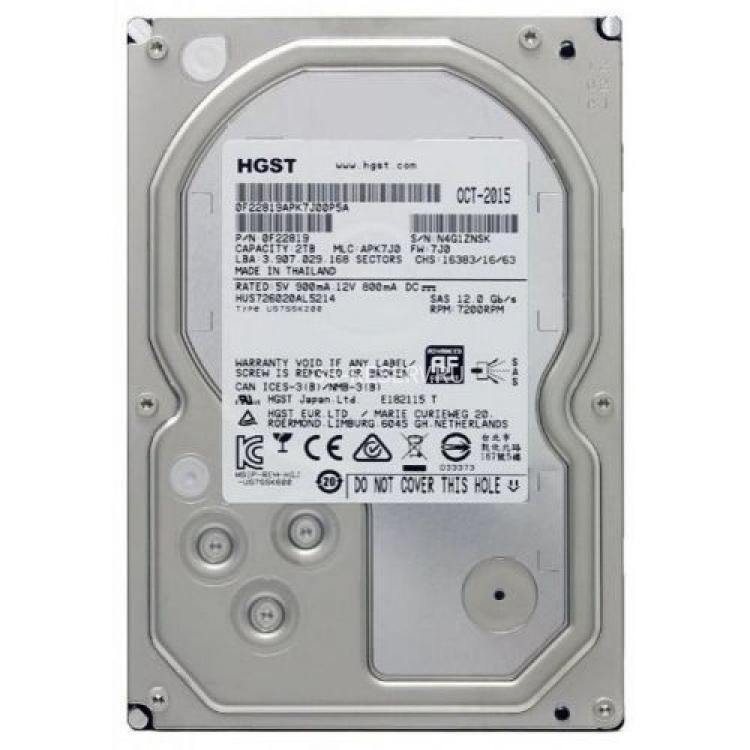 Жесткий Диск HGST Ultrastar 7K6000 2Tb (U1200/7200/128Mb) AF Secure Erase 512e 12G SAS 3,5"(HUS726020AL5214)