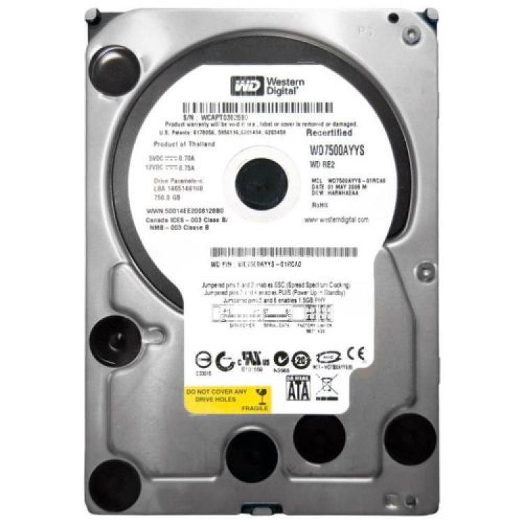 Жесткий Диск Western Digital RE2 750Gb (U300/7200/16Mb) SATAII(WD7500AYYS)