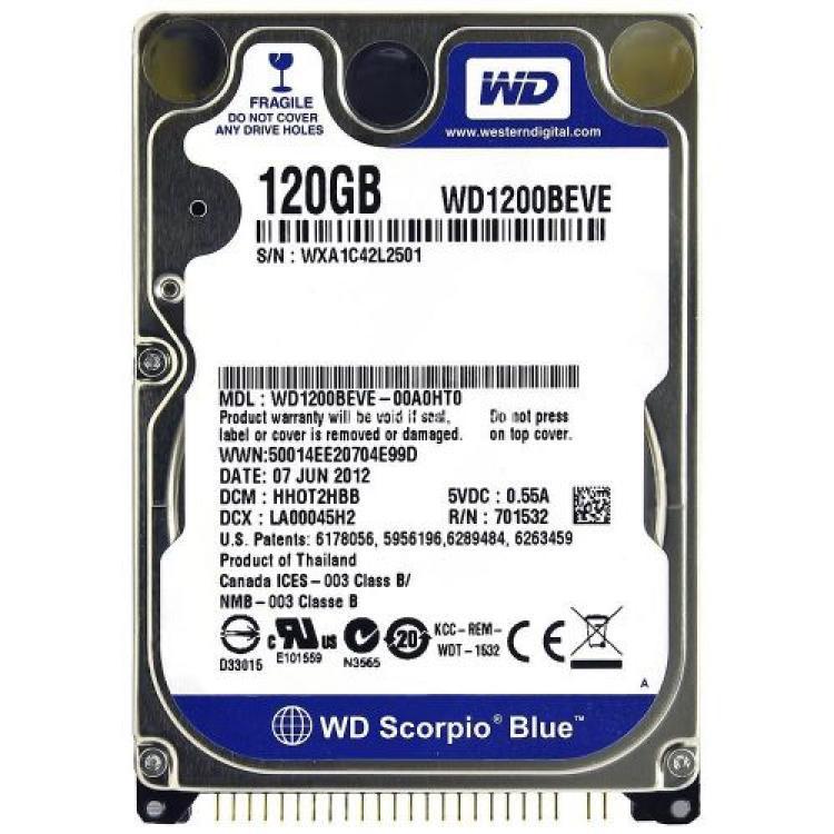 Жесткий Диск Western Digital Scorpio Blue 120Gb (U100/5400/8Mb) IDE 2,5"(WD1200BEVE-00WZT0)