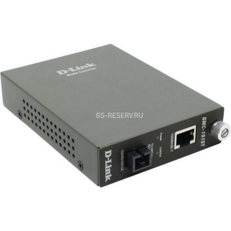 Медиаконвертор D-Link 1Gbps From 1000Base-T (RJ45) To 1Gbps To 1000Base-LX (SC) 1xRJ45 1xSC SMF RX-1310nm TX-1550nm 10km Simplex(DMC-1910T/A8A)