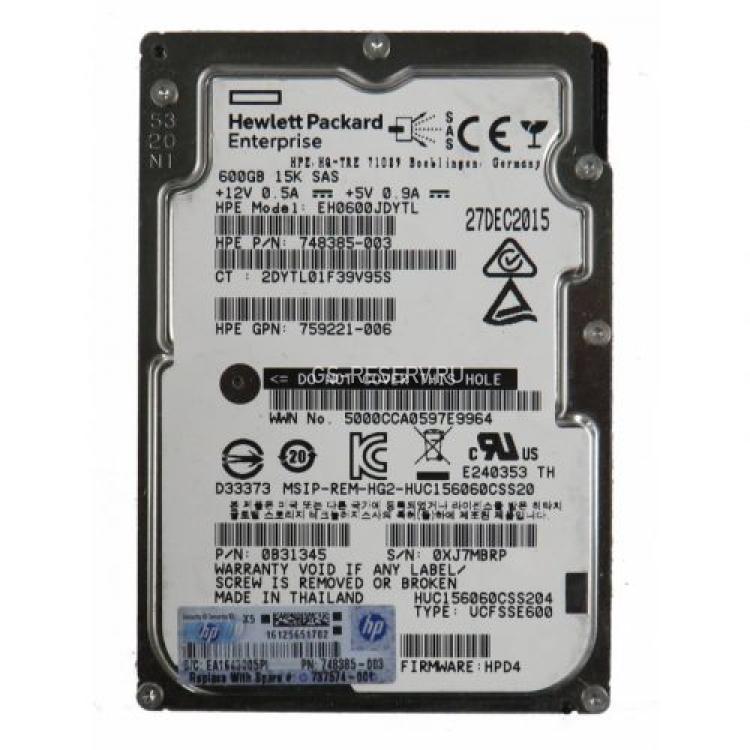 Жесткий Диск HP (HGST) (Hitachi) Ultrastar C15K600 HUC156060CSS204 600Gb (U1200/15000/128Mb) Secure Erase 512n 12G SAS 2,5" For Proliant Gen5 Gen6 Gen7 Gen8 Gen9 Gen10 D6000 D6020 D3600 D3610 D3700 D3710 D2600 D2700 Apollo Gen9 Gen10(J9F42A)