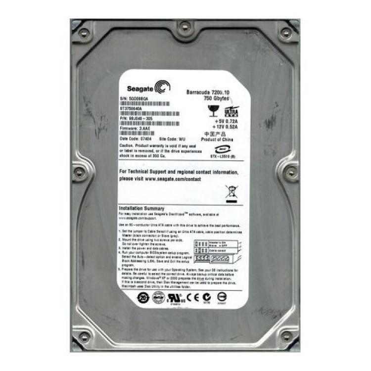 Жесткий Диск Seagate Barracuda 7200.10 750Gb (U100/7200/16Mb) IDE(ST3750640A)