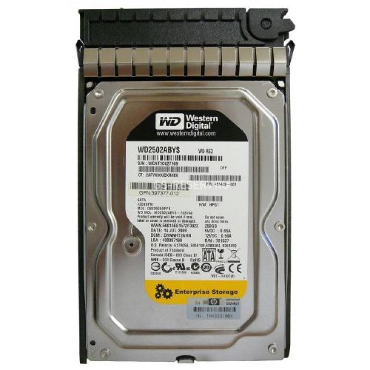Жесткий Диск HP (Western Digital) RE3 WD2502ABYS-79B7A0 250Gb (U300/7200/16Mb) NCQ SATAII For Gen5 Gen5p Gen6 Gen7(571230-B21)