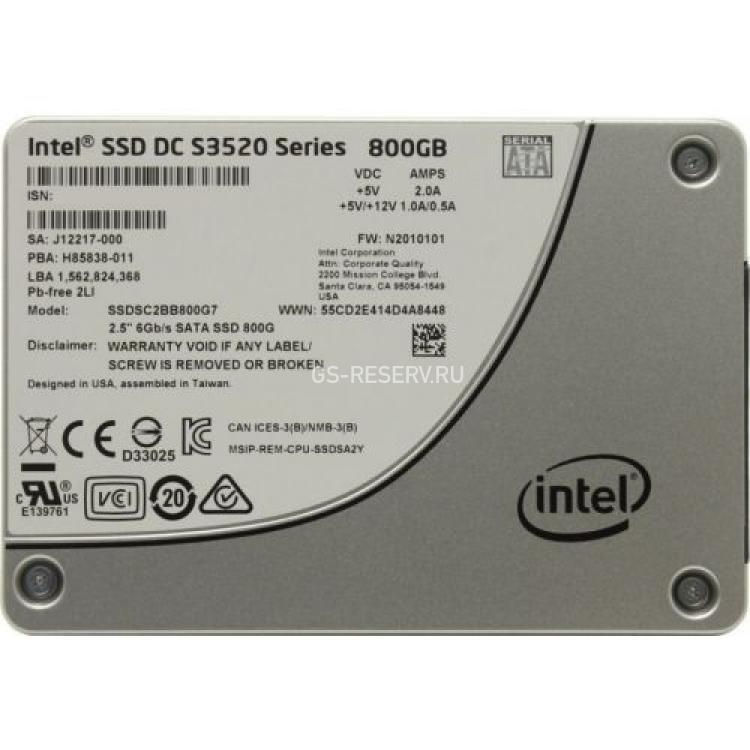 Твердотелый Накопитель SSD Intel SSD DC S3520 Series 800Gb 450Мб/сек TRIM 3D1 MLC AES 6G SATAIII 2,5" 7mm(948997)