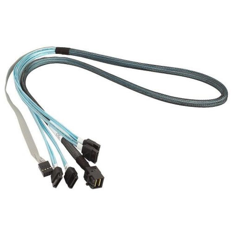 Шлейф SAS LSI Logic 1xSFF-8643 (mSASx4) To 4xSATA (4xSATA Жесткий Диск или Корзина) 100cm/1m(CBL-SFF8643-SATASB-10M)