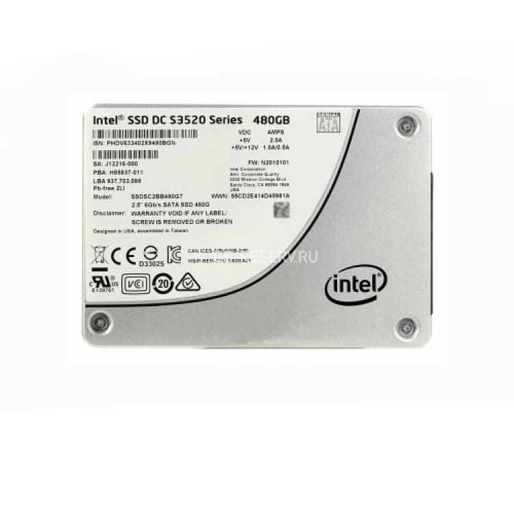 Твердотелый Накопитель SSD Intel SSD DC S3520 Series 480Gb 450/380Мб/сек 6G AES MLC 1DWPD 65500/16000 IOPS 945TBW MBTF 2M SATAIII 2,5" 7mm(944658)